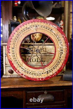 Vintage Antique Gambling Wheel Wood Carnival Game Sign oddity roulette 1930s