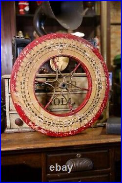 Vintage Antique Gambling Wheel Wood Carnival Game Sign oddity roulette 1930s