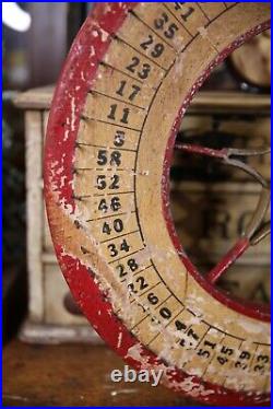 Vintage Antique Gambling Wheel Wood Carnival Game Sign oddity roulette 1930s