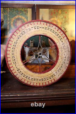 Vintage Antique Gambling Wheel Wood Carnival Game Sign oddity roulette old 1930s