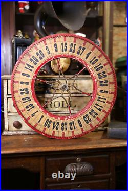 Vintage Antique Gambling Wheel Wood Carnival Game Sign oddity roulette old 1930s