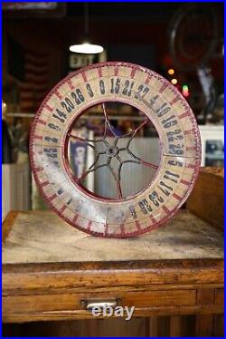 Vintage Antique Gambling Wheel Wood Carnival Game Sign oddity roulette old 1930s