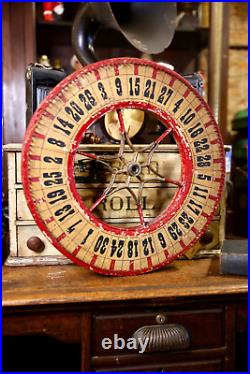 Vintage Antique Gambling Wheel Wood Carnival Game Sign oddity roulette old 1930s