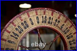 Vintage Antique Gambling Wheel Wood Carnival Game Sign oddity roulette old 1930s