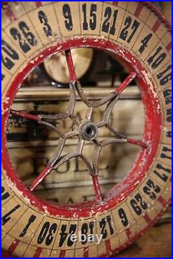 Vintage Antique Gambling Wheel Wood Carnival Game Sign oddity roulette old 1930s