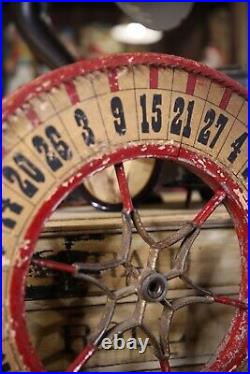 Vintage Antique Gambling Wheel Wood Carnival Game Sign oddity roulette old 1930s