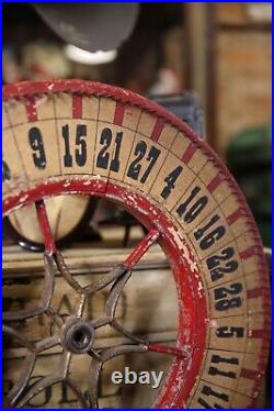 Vintage Antique Gambling Wheel Wood Carnival Game Sign oddity roulette old 1930s