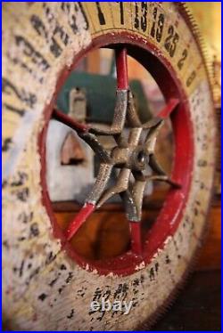 Vintage Antique Gambling Wheel Wood Carnival Game Sign oddity roulette old 1930s