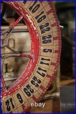 Vintage Antique Gambling Wheel Wood Carnival Game Sign oddity roulette old 1930s