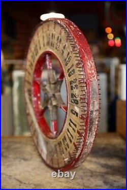 Vintage Antique Gambling Wheel Wood Carnival Game Sign oddity roulette old 1930s