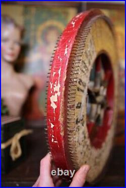 Vintage Antique Gambling Wheel Wood Carnival Game Sign oddity roulette old 1930s