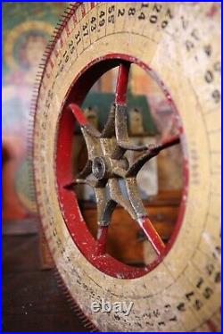 Vintage Antique Gambling Wheel Wood Carnival Game Sign oddity roulette old 1930s