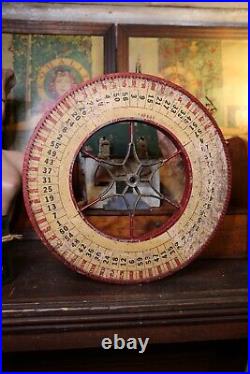 Vintage Antique Gambling Wheel Wood Carnival Game Sign oddity roulette old 1930s