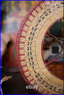 Vintage Antique Gambling Wheel Wood Carnival Game Sign oddity roulette old 1930s