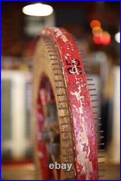 Vintage Antique Gambling Wheel Wood Carnival Game Sign oddity roulette old 1930s