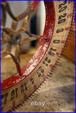 Vintage Antique Gambling Wheel Wood Carnival Game Sign oddity roulette old 1930s