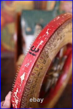 Vintage Antique Gambling Wheel Wood Carnival Game Sign oddity roulette old 1930s