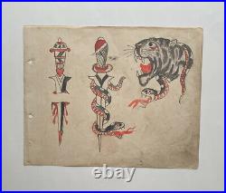 Vintage Antique Hand Painted Circus Carny Tattoo Flash Rogers Waters Burchett