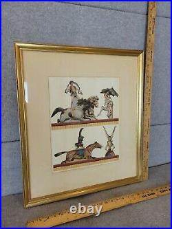 Vintage Antique Horses Clown Show Circus Child Late 19th Century Foxing