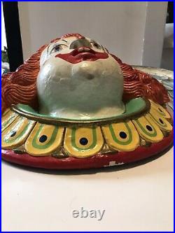 Vintage Antique Plaster Circus Carnival Big Top Clown Head Wall Mount