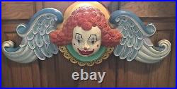 Vintage Antique Plaster Circus Carnival Big Top Clown Head Wall Mount