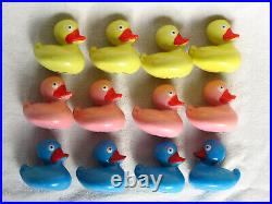 Vintage Antique Plastic Carnival Duck Pond Ducks, Assorted Colors, LOT of 12