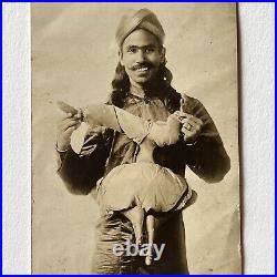 Vintage/Antique RPPC Real Postcard PERUMAL SAMI Double Bodied Hindoo Circus Odd