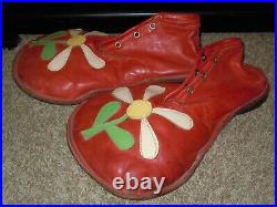 Vintage Antique Red Leather CIRCUS Daisy Flower CLOWN SHOES Shrine Wayne Bennett