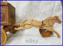 Vintage Antique Reed Co. Wood Toy Menagerie Circus Wagon 1880's