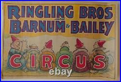 Vintage Antique Ringling Bros & Barnum & Bailey Circus Poster Clowns P3105