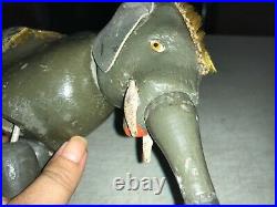 Vintage Antique Schoenhut Humpty Dumpty Circus Elephant Wooden jointed Toy