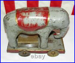 Vintage Antique Toy Metal Circus Elephant. Friction Action 1930's