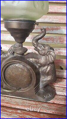 Vintage Art Deco Figural Table Lamp With Clown & Elephant Circus Scene