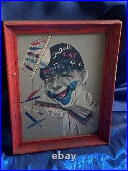 Vintage Blackboard and Grasshair clown prints Cydney Grossman custom orig frames