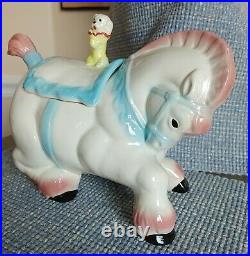 Vintage Brush McCoy Circus Horse & Dog Cookie Jar Pink And Green
