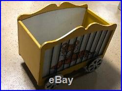 Vintage Childs Circus Wagon TOY CHEST Wood Storage Box Antique / Hand Painted