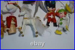 Vintage Christmas Ornaments Japan Lot of 32 Flocked Plastic Wood Circus Animals