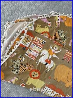 Vintage Circus Animals Fieldcrest BedSpread Coverlet 70 x 100 Pompon Tiger Clown