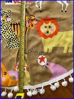 Vintage Circus Animals Fieldcrest BedSpread Coverlet 70 x 100 Pompon Tiger Clown