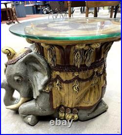 Vintage Circus Elephant End Table Continental Studios CARSUKE Chalkware Ceramic