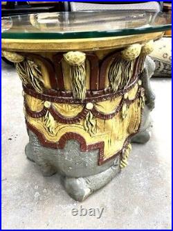 Vintage Circus Elephant End Table Continental Studios CARSUKE Chalkware Ceramic