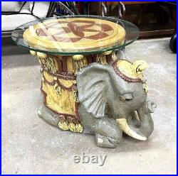 Vintage Circus Elephant End Table Continental Studios CARSUKE Chalkware Ceramic