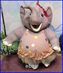 Vintage Circus Elephant Papier Mache Paper Sculpture Statue Handmade Painted