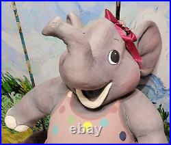 Vintage Circus Elephant Papier Mache Paper Sculpture Statue Handmade Painted