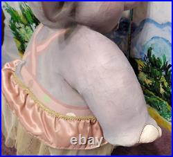 Vintage Circus Elephant Papier Mache Paper Sculpture Statue Handmade Painted