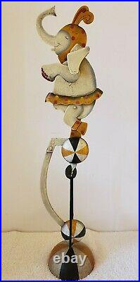 Vintage Circus Elephant Swinging Moving Pendulum 24 Painted Metal Art Sculpture