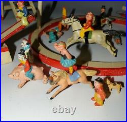 Vintage Circus Toy Antique Hand Painted Clowns Horses Elastolin Germany 1930