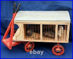 Vintage Circus Wagon With Elastolin Composition Animals