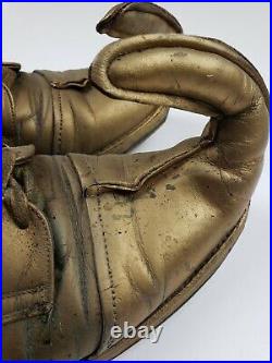 Vintage Clown / Circus Shoes Antique Gold Painted Leather Curled Toe