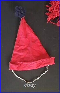 Vintage Clown Costume Red/Blue Antique Rare Handmade Outfit Circus Adult Size